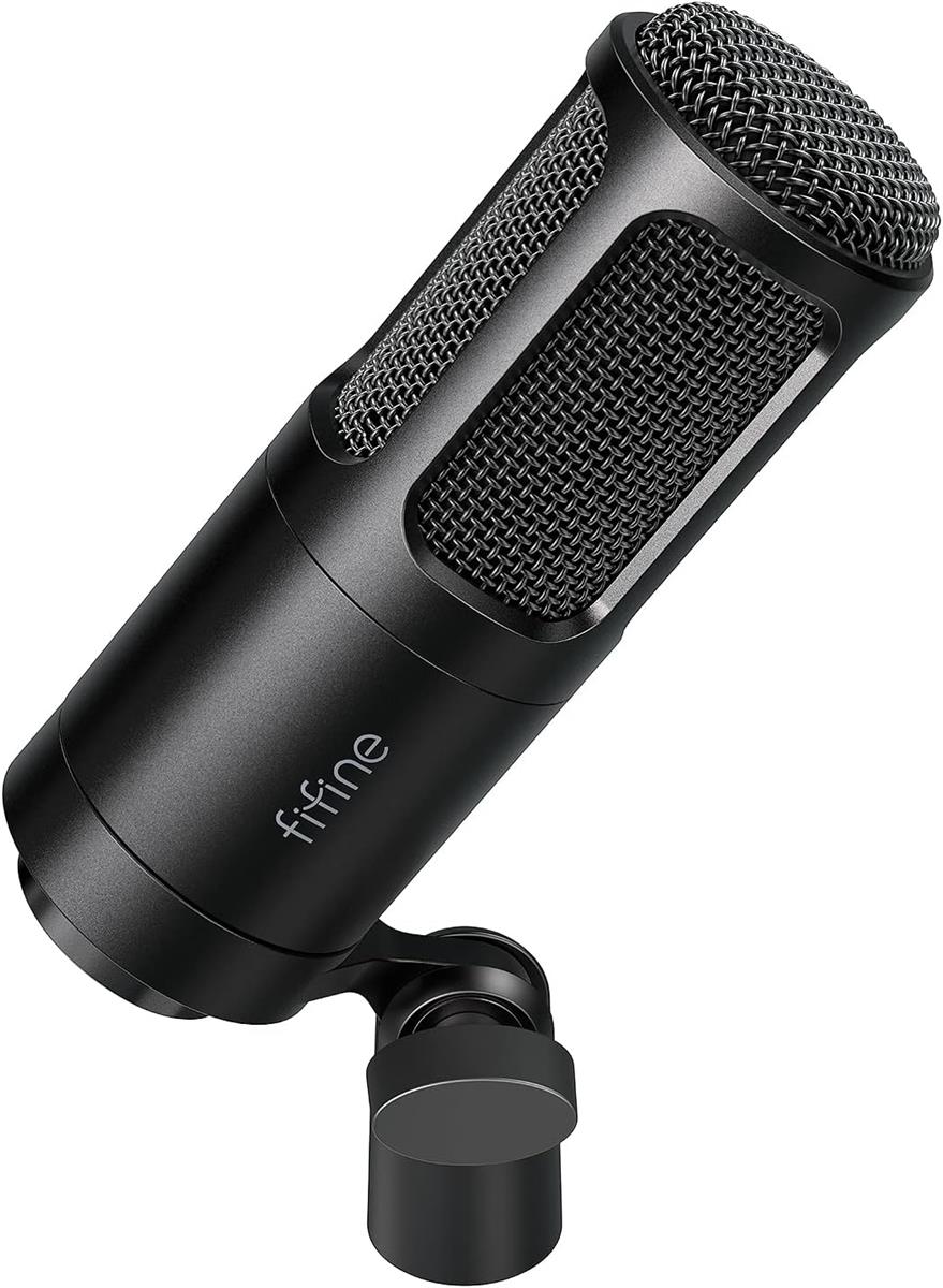 FIFINE XLR Dynamic Microphone, Vocal Podcast Microphone with Cardioid Pattern, Studio Metal Mic for Streaming Voice-Over Dubbing Video Recording, Black-K669D