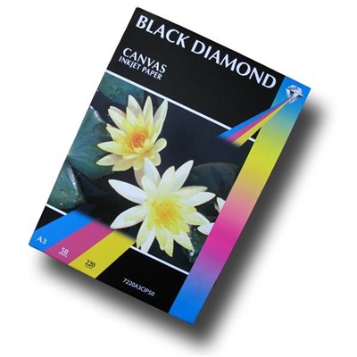 50 Sheets - Black Diamond White A3 220gsm Matt Canvas Inkjet Paper for Professional Photographic and