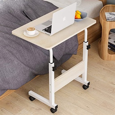 Movable Computer Table Desk Side Desk Table Height Adjustable Computer Stand Portable Workstation Snack Table for Bed and Sofa