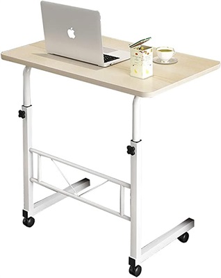 Movable Laptop and Computer desk, bedside table/sofa with side table (with pulley) (Color : D), the height can be raised and lowered (60~90m), large desktop of 80x50cm,