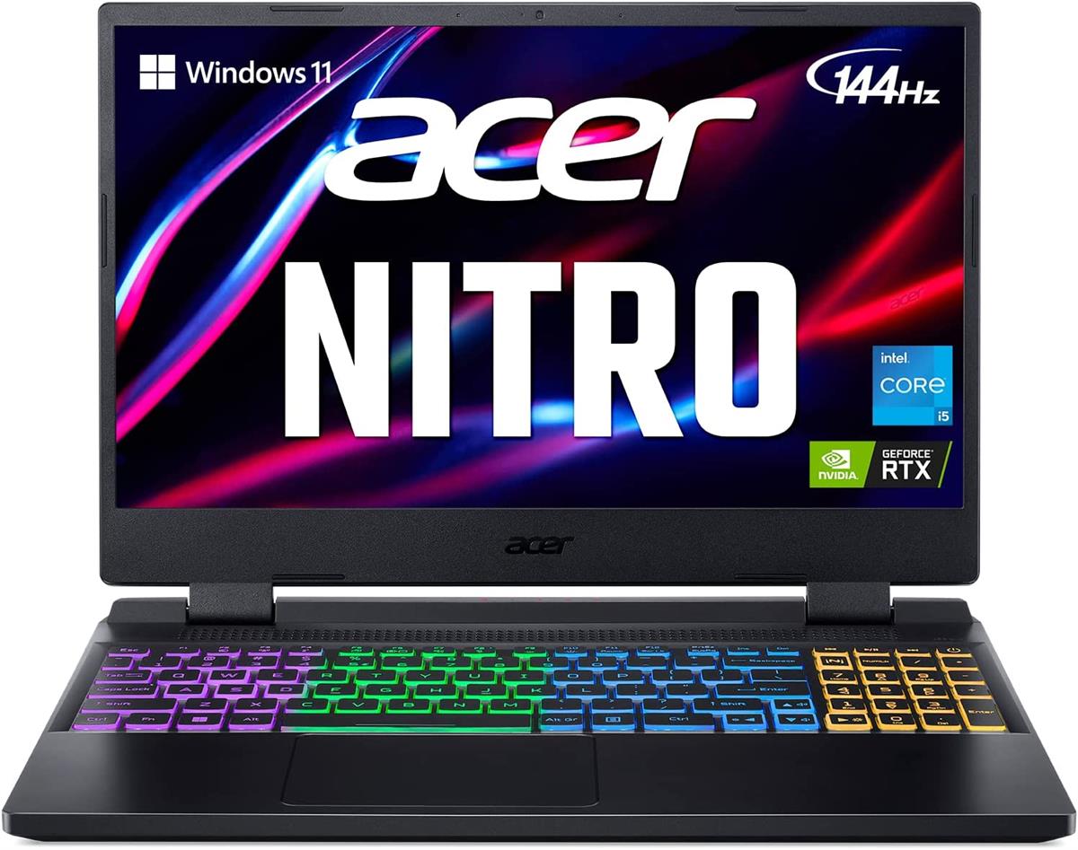 Acer Nitro 5 AN515-58-59B1 Gaming Laptop 12th Gen Core i5-12450H, 8GB DDR5, 512GB SSD, NVIDIA RTX 4050 6GB (140W) Graphics, 15.6" FHD IPS 144Hz, RGB Keyboard, Windows 11 Home, 1 Year Local Warranty