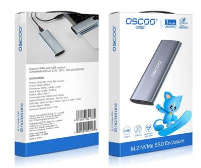 OSCOO M.2 NVMe Case Enclosure SSD Case