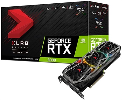 PNY GeForce RTX 3080 10GB XLR8 Gaming REVEL EPIC-X RGB Triple Fan LHR Graphic Card
