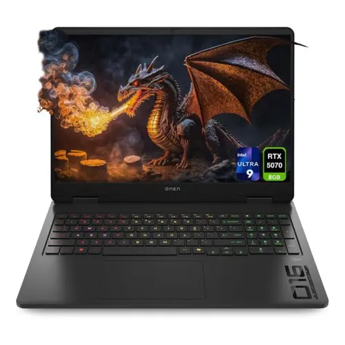 HP Omen 16-AN0119NR Slim Gaming Laptop Intel Core Ultra 9 285H, 16GB DDR5, 1TB SSD, NVIDIA RTX 5070 8GB Graphics, 4-Zone RGB Backlit Keyboard, 16" WQXGA IPS 240Hz, Windows 11 Home, Shadow Black
