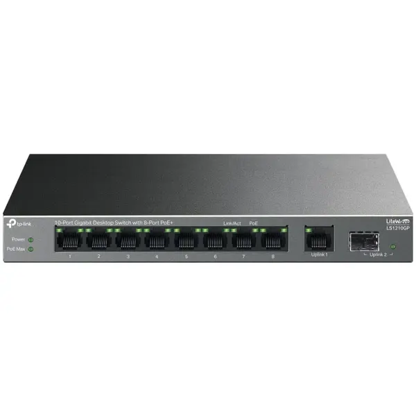 TP-Link LS1210GP 10‑Port Gigabit Desktop Switch with 8‑Port PoE+