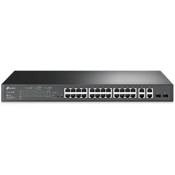 TP-Link TL-SL2428P 24-Port Fast Ethernet PoE+ Smart Switch with 4 Gigabit Uplinks