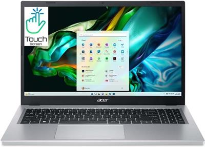 Acer Aspire 3 15 A315-24PT-R288 Laptop AMD Ryzen 5-7520U, 16GB LPDDR5, 1TB SSD, AMD Radeon Graphics, 15.6" FHD IPS Touch Screen, Windows 11 Home, Silver, Sleeve