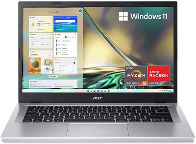 Acer Aspire 3 A314-23M-R55F Slim Laptop AMD Ryzen 5 7520U, 8GB LPDDR5, 512GB SSD, AMD Radeon Graphics, 14" FHD, Windows 11 Home, Silver, 1 Year Local Warranty