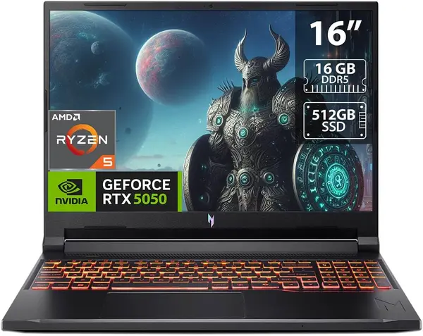 Acer Nitro V 16 AI ANV16-42-R309 Gaming Laptop AMD Ryzen 5-240, 16GB DDR5, 512GB SSD, NVIDIA RTX 5050 8GB Graphics, Backlit Keyboard, 16" WUXGA IPS 180Hz, Windows 11 Home, Shale Black