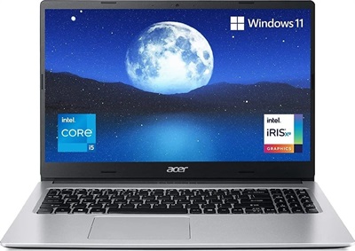 Acer Aspire 3 A315-59-55VY 12th Gen Core i5-1235U, 8GB DDR4, 256GB SSD, Intel Iris Xe Graphics, 15.6" FHD, Windows 11 Home, Pure Silver, 1 Year Local Warranty