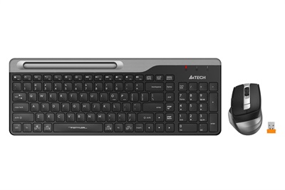 A4tech Fstyler FB2535CS Bluetooth/Wireless Dual Mode Keyboard & Silent Click Mouse Combo Set (Grey) - Easy-Switch up to 4 Devices for Windows, Mac, Chrome OS, Android, iPad, iPhone, Smart TV, Apple TV
