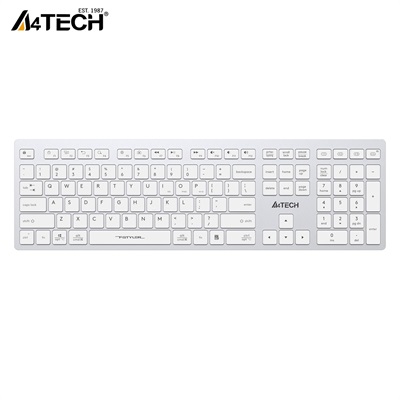 A4tech Fstyler FBX50C Dual Mode Bluetooth / 2.4G Wireless Rechargeable Keyboard, Easy-Switch up to 4 Devices for Windows, Mac, Chrome OS, Android, iPad, iPhone, Smart TV, Apple TV (Black/White Color)