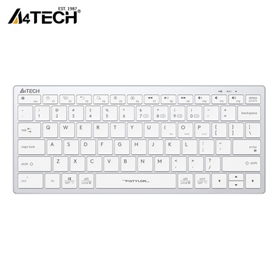 A4tech Fstyler FBX51C Dual Mode Bluetooth / 2.4G Wireless Compact Rechargeable Keyboard, Easy-Switch up to 4 Devices for Windows, Mac, Chrome OS, Android, iPad, iPhone, Smart TV, Apple TV (Black/White Color)