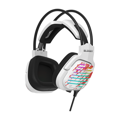 A4Tech Bloody G565 Virtual 7.1 Surround Sound RGB USB Gaming Headphone - Energy White - Compatible with PC, Laptop, PS4, PS5