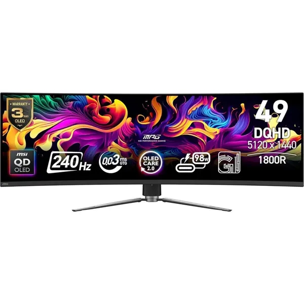 MSI MPG 491CQPX QD-OLED 49″ Curved Gaming Monitor – 240Hz, 0.03ms, DQHD
