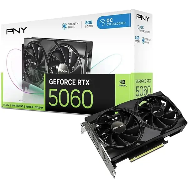 PNY GeForce RTX 5060 Overclocked Stealth 8GB GDDR7 Graphics Card