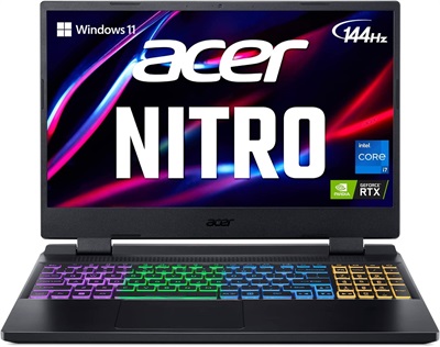 Acer Nitro 5 AN515-58-7123 12th Gen Core i7-12700H, 16GB DDR4, 512GB SSD, NVIDIA RTX 3060 6GB, 4-Zone RGB Keyboard, 15.6" FHD IPS 144Hz, Windows 11, Obsidian Black, 1 Year Local Warranty