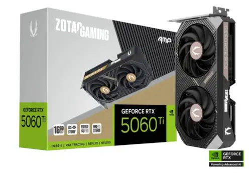 ZOTAC GAMING GeForce RTX 5060 Ti AMP 16 GB GDDR7 Graphic Card