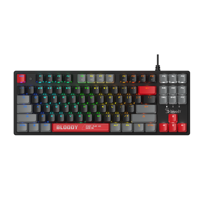 A4Tech Bloody S310N RGB BLMS Mechanical Gaming Keyboard - BLMS Red Plus Switch - Hot Swappable - Quiet Typing - 1000 Hz Report Rate - Energy Red/ Energy White