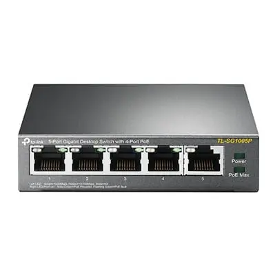 TP-Link TL‑SG1005P 5‑Port Gigabit Desktop Switch (4 × PoE+)