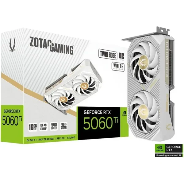 ZOTAC GeForce RTX 5060 Ti Twin Edge OC White 16GB GDDR7 Graphics Card