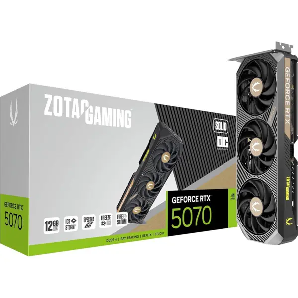 ZOTAC GeForce RTX 5070 SOLID 3-Fan 12GB GDDR7 Graphics Card