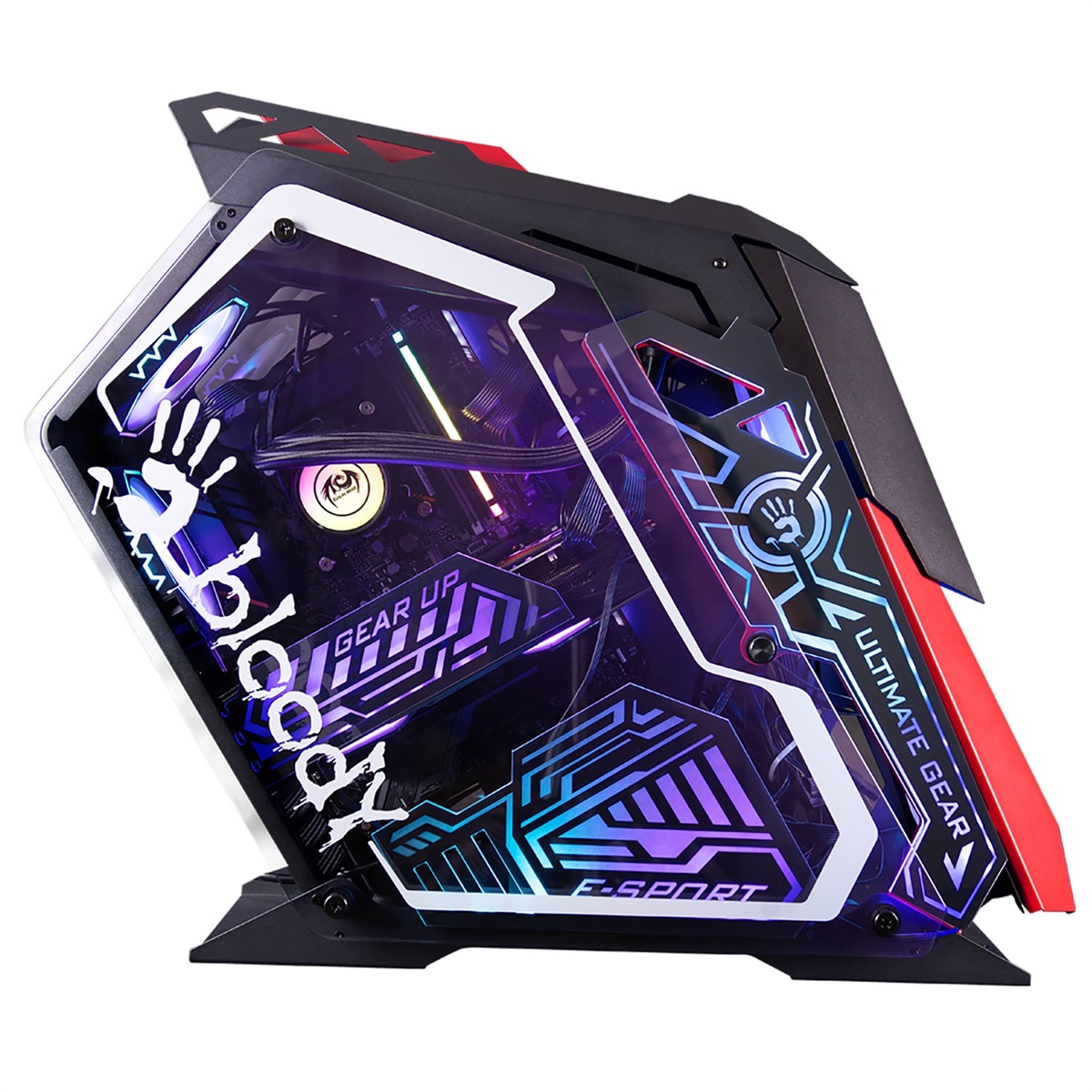 A4tech Bloody GH-30 Rogue Mid Tower Gaming Case Tempered Glass Panels 5 RGB Fans Front I/O USB 3.0 