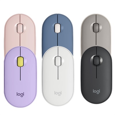 Logitech Pebble M350 Wireless Silent Bluetooth Mouse (Sand/Blueberry/Graphite/Off-White/Lavender)