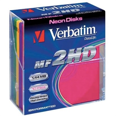 Verbatim Original Neon 10pc Floppy Disk