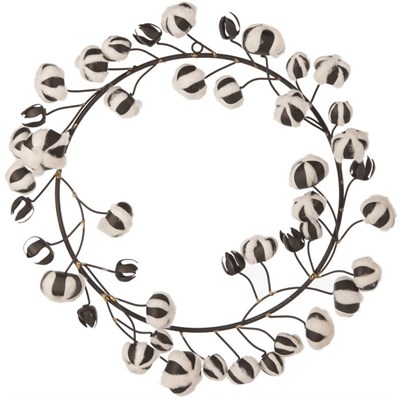 Metal Wreath With Cotton Wall Decor