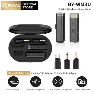 Boya BY WM3D Wireless Microphone For iPhone Camera and 3.5mm Mobiles