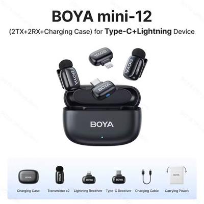 BOYA Mini 12 Dual Wireless Mic For Type C and Lightning 