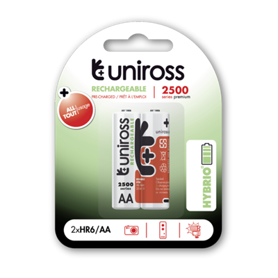 Uniross AA 2500 Series Ready to use Rechargeable Battery Cell ( 2 Batteries ) 