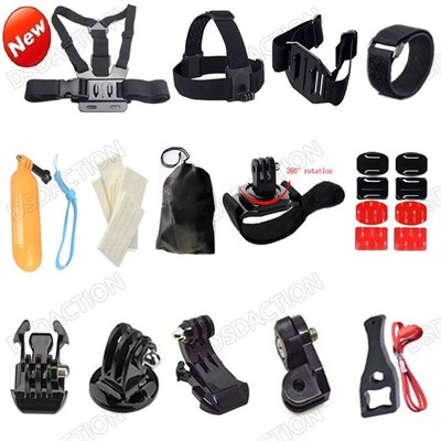 Go pro accessories set head chest mount go pro kit mount for SJ4000 gopro hero 4 3 2 1 Black Edition