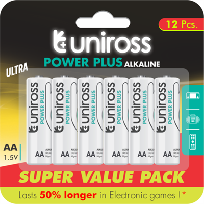 Uniross AAA Power Plus Alkaline Batteries ( 12 Batteries )