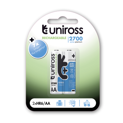  Uniross AA 2700 Series Ni-Mh Rechargeable Battery Cell ( 2 Batteries )