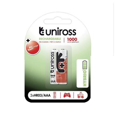 Uniross AAA 1000 Series Ready to use Rechargeable Battery Cell ( 2 Batteries )
