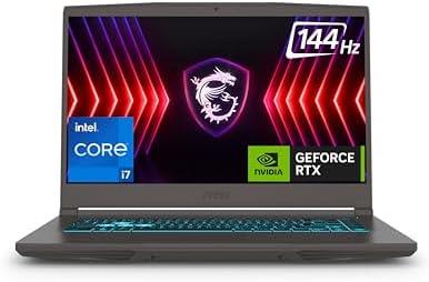 MSI Thin 15 B12VE Gaming Laptop 12th Gen Core i7-12650H, 16GB DDR4, 512GB SSD, NVIDIA RTX 4050 6GB Graphics, Blue Backlit Keyboard, 15.6" FHD IPS 144Hz, Windows 11 Home - Cosmos Gray