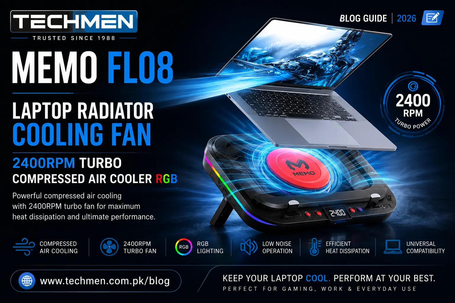 Memo FL08 Laptop Cooling Fan — Why Your Laptop Needs One This Summer