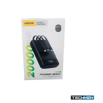 ASPOR A316 20000mAh 22.5W High-Speed Power Bank with Built-in Cable