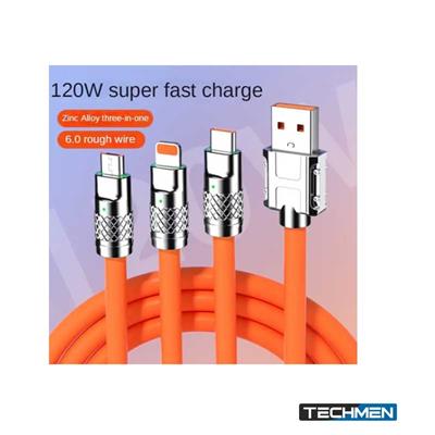 120W 6A 3 In 1 Fast Charging Cable