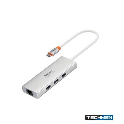 Baseus PortalJoy 4-Port HUB Frost Silver（Type-C to  USB3.0*3+RJ45*1）