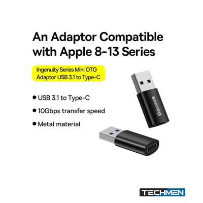 Baseus Ingenuity Series Mini OTG Adapter USB 3.1 to Type-C in Black