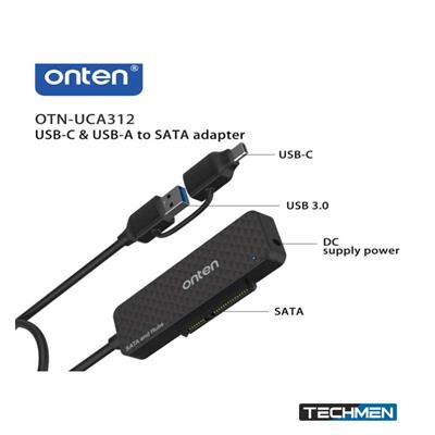 ONTEN USB-C & USB 3.0 to SATA adapter with USB 3.0 3 Ports HUB UCA312 