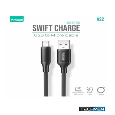 AMAZE A22 SWIFT CHARGE USB TO MICRO CABLE 2.4A 1M