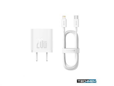 Baseus GaN5 Fast Charger 1C 20W CN Set (Mini) White (with TypeC to iP Cable 1m)