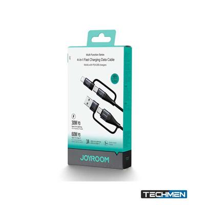 JOYROOM SA37-2T2 Multi-Function Series 60W 4-in-1 Fast Charging Data Cable (USB-A+Type-C to Lightning+Type-C) 1.2m-Black