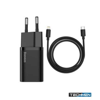 Baseus Super Si Quick Charger 1C 20W CN Sets Black（With  Fast Charging Data Cable Type-C to iP PD 20W 1m Black）