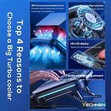 Memo FL08 Laptop Radiator Cooling Fan 2400RPM Turbo Compressed Air Cooler RGB 