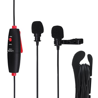 LENSGO LYM-DM1 2 In 1 Omni-Directional Lavalier Video Interview Condenser Microphone With 6m Cable